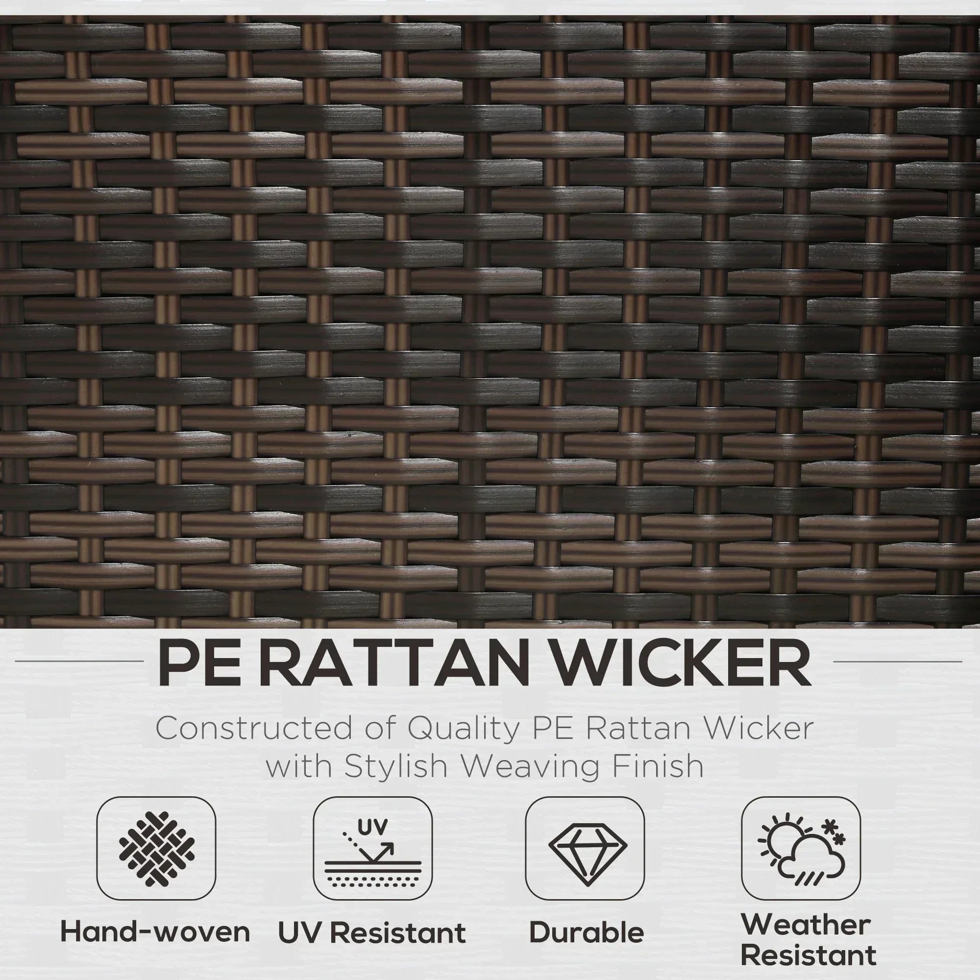 3 Pieces Rattan Garden Furniture Sofa Set, 4 Seater Garden Corner Sofa with 5-Level Reclining Sun Lounger and Storage Coffee Table, Outdoor Furniture Conservatory Set with Cushions, Brown - Bobobiy