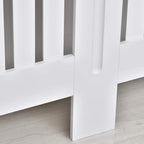 White radiator cover corner leg and lower frame detail for slatted front grille