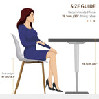 White dining chair with curved seat and backrest on wooden legs