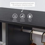 Black wardrobe interior with hanging rail and molded surface protection features, close-up