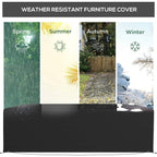 Black rectangular patio furniture cover with seasonal all-weather protection