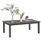 Outdoor coffee table with slatted top, dark brown finish, aluminum frame, 100 x 60 cm