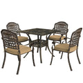 Five-Piece Cast Aluminium Garden Dining Set - Bronze Tone - Bobobiy