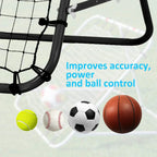 Black rebounder kickback net target frame with grid net and training balls