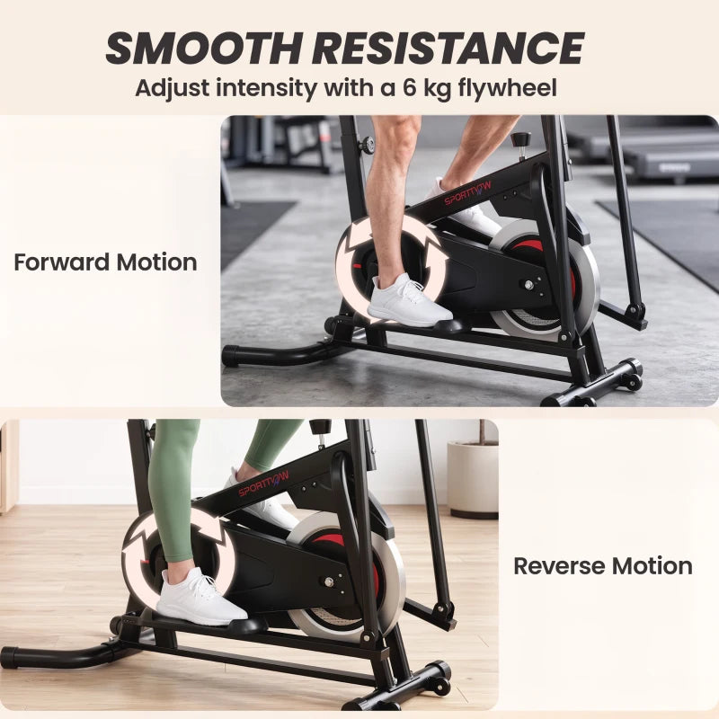 Black elliptical cross trainer with flywheel resistance and dual motion arms