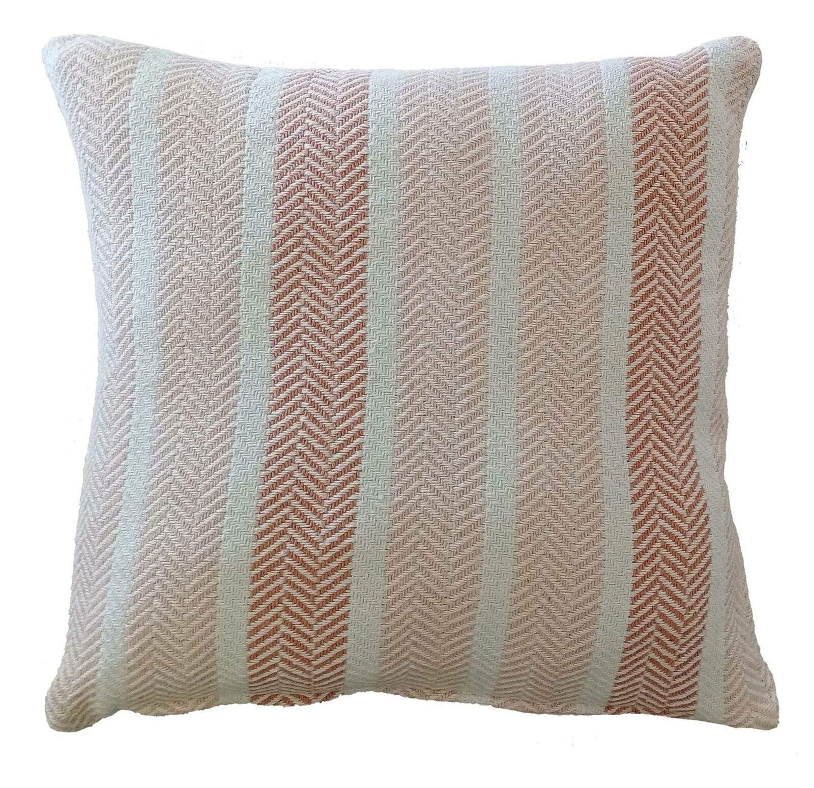 Zara Striped Indian Cotton Cushion Covers for Indoor Outdoor Decor Super Soft with Discreet Zipper in Grey Ochre Teal Blush Pink Various Sizes