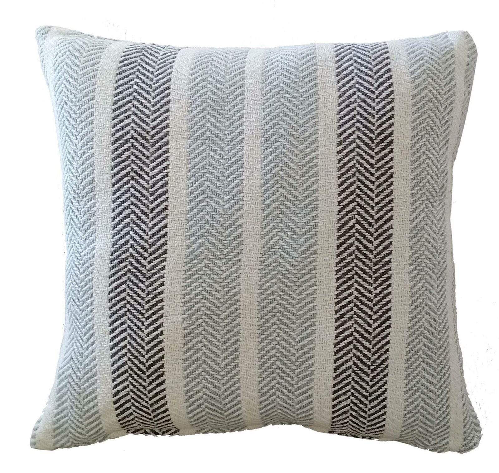 Zara Striped Indian Cotton Cushion Covers for Indoor Outdoor Decor Super Soft with Discreet Zipper in Grey Ochre Teal Blush Pink Various Sizes
