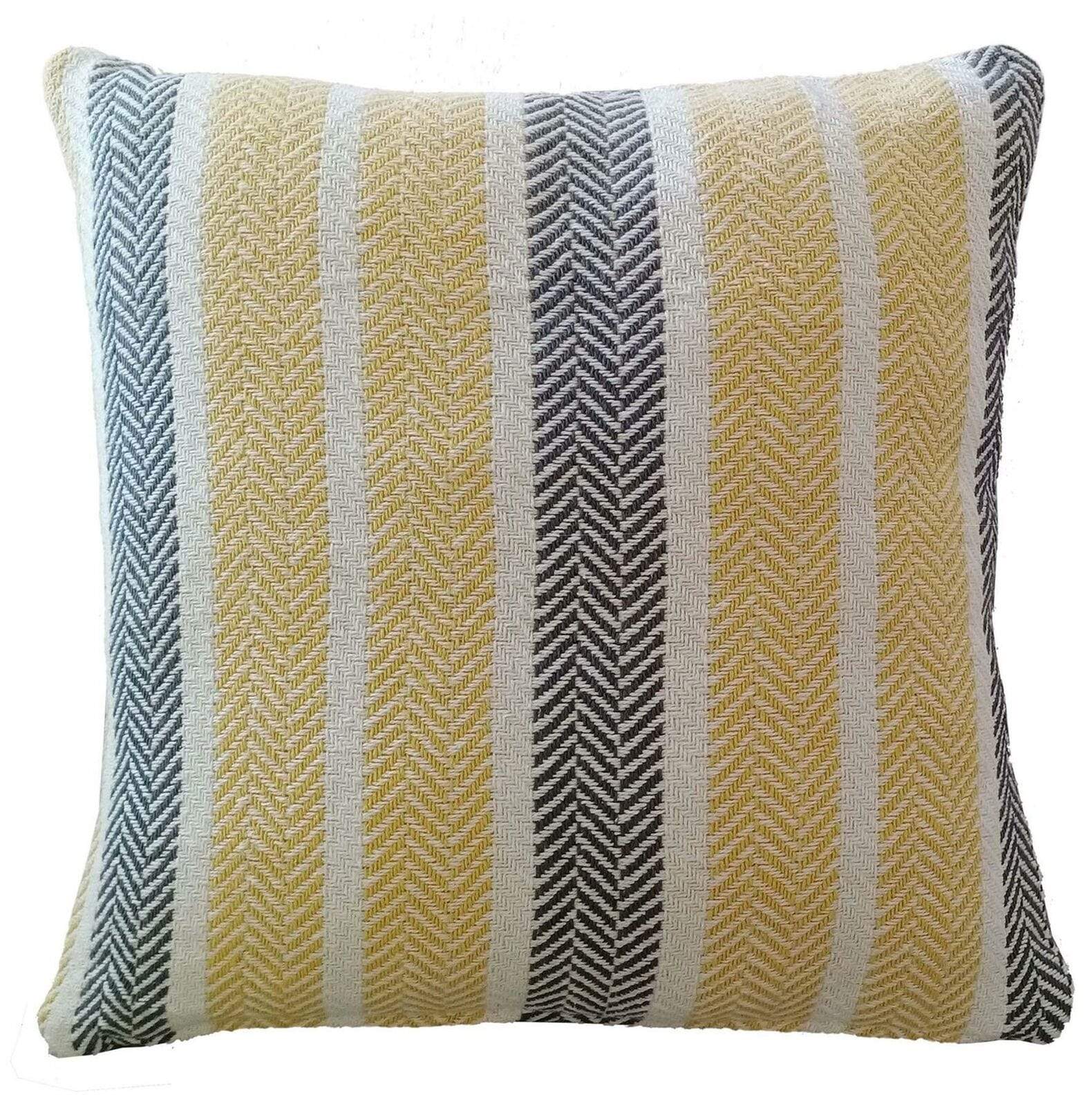 Zara Striped Indian Cotton Cushion Covers for Indoor Outdoor Decor Super Soft with Discreet Zipper in Grey Ochre Teal Blush Pink Various Sizes