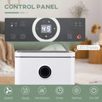 White dehumidifier with LED display on front control panel
