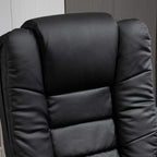 Black PU leather recliner chair back with padded segmented cushions