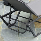 Grey sun lounger metal base with arched support bars and recline mechanism