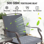 Grey textilene rocking chair with breathable, quick-drying fabric seat