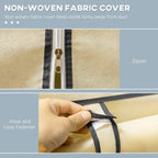 Cream non-woven fabric cover with zipper closure and hook-and-loop fastener