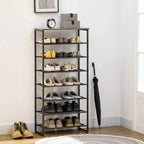 Black shoe storage rack, 8 mesh shelves holding shoes